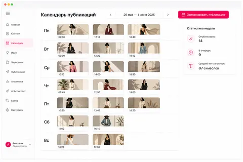 Календарь запланированных публикаций в Pinterest